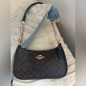 Coach Brown and Gold Signature Shoulder Bag